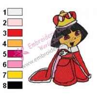 Dora The Explorer Princess Embroidery Design 01